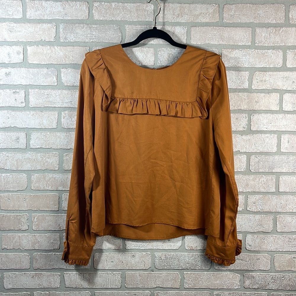 Anthropologie Mo:Vint Ruffle Blouse- Size L